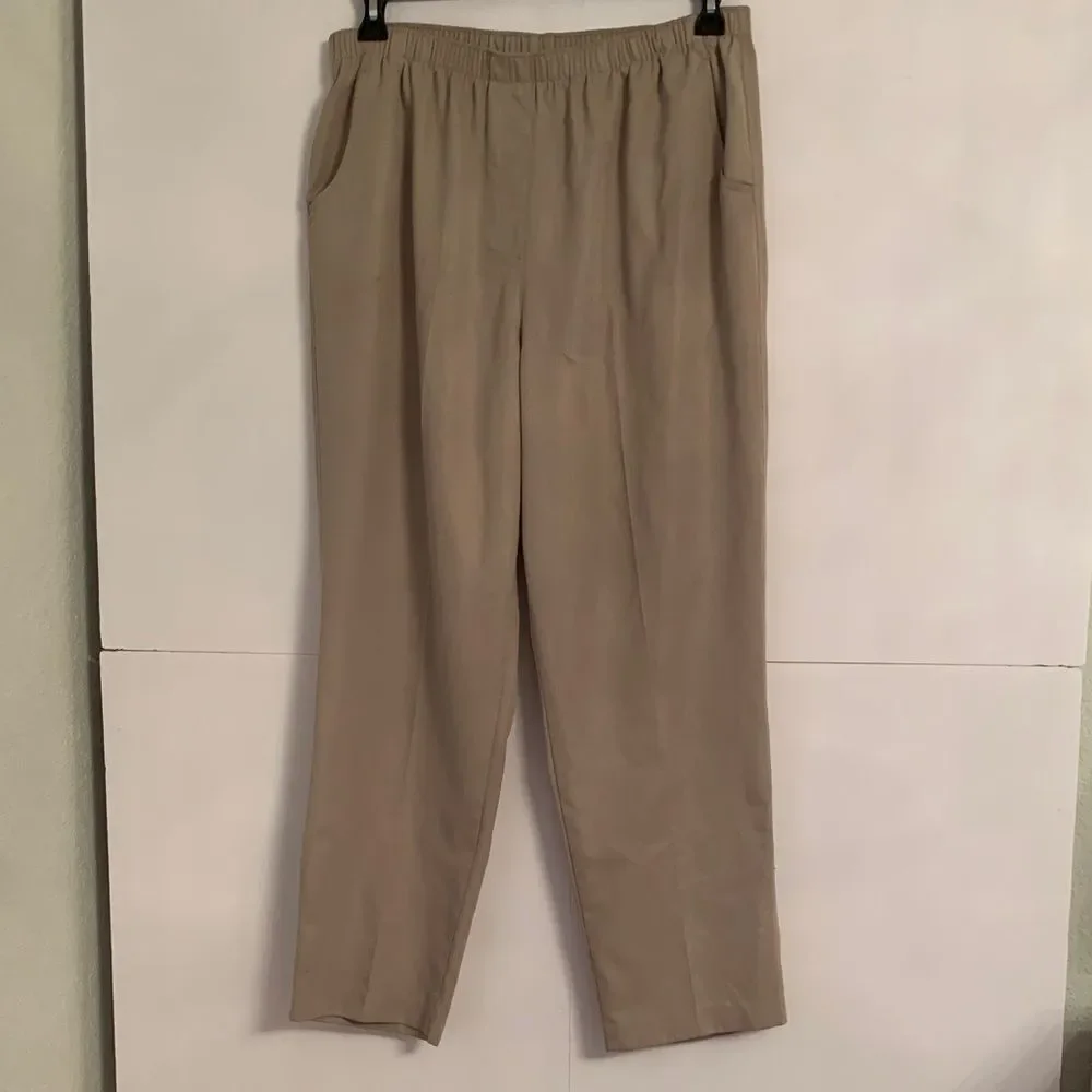 Alia Women’s Elastic Waist Pockets Tan Pants Size 16 - Picture 1 of 6